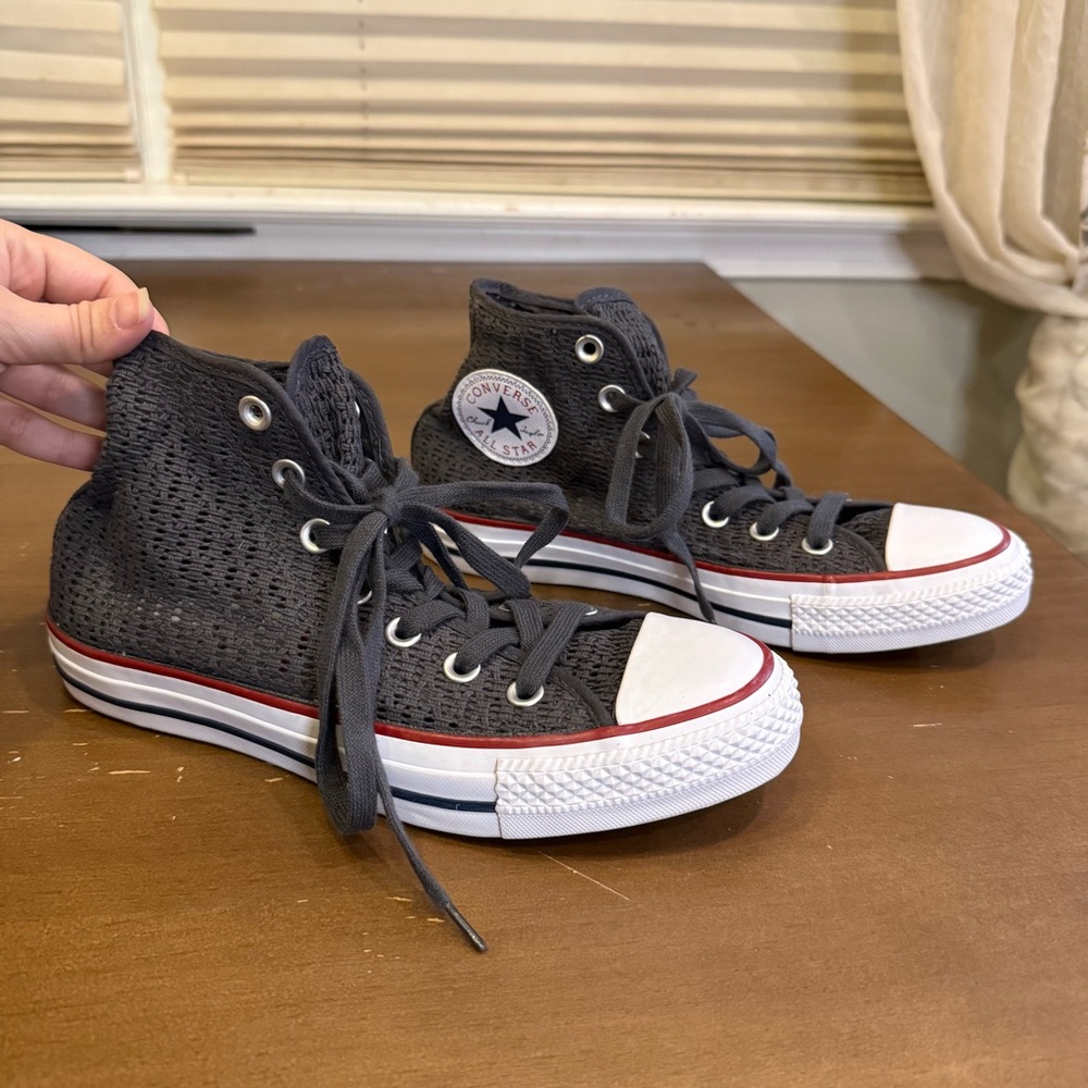Converse Chuck Taylor All Star Crochet High Top Sneaker Gray White Womens Size 7